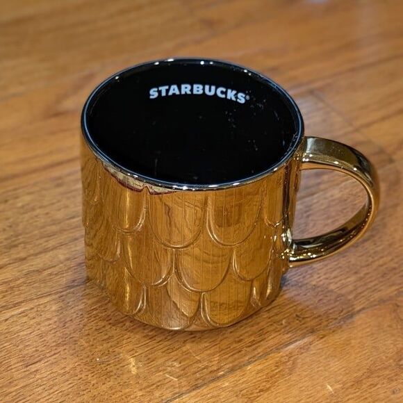 Starbucks 2019 Gold Ceramic Siren Scales Coffee Mug Cup - Picture 2 of 5